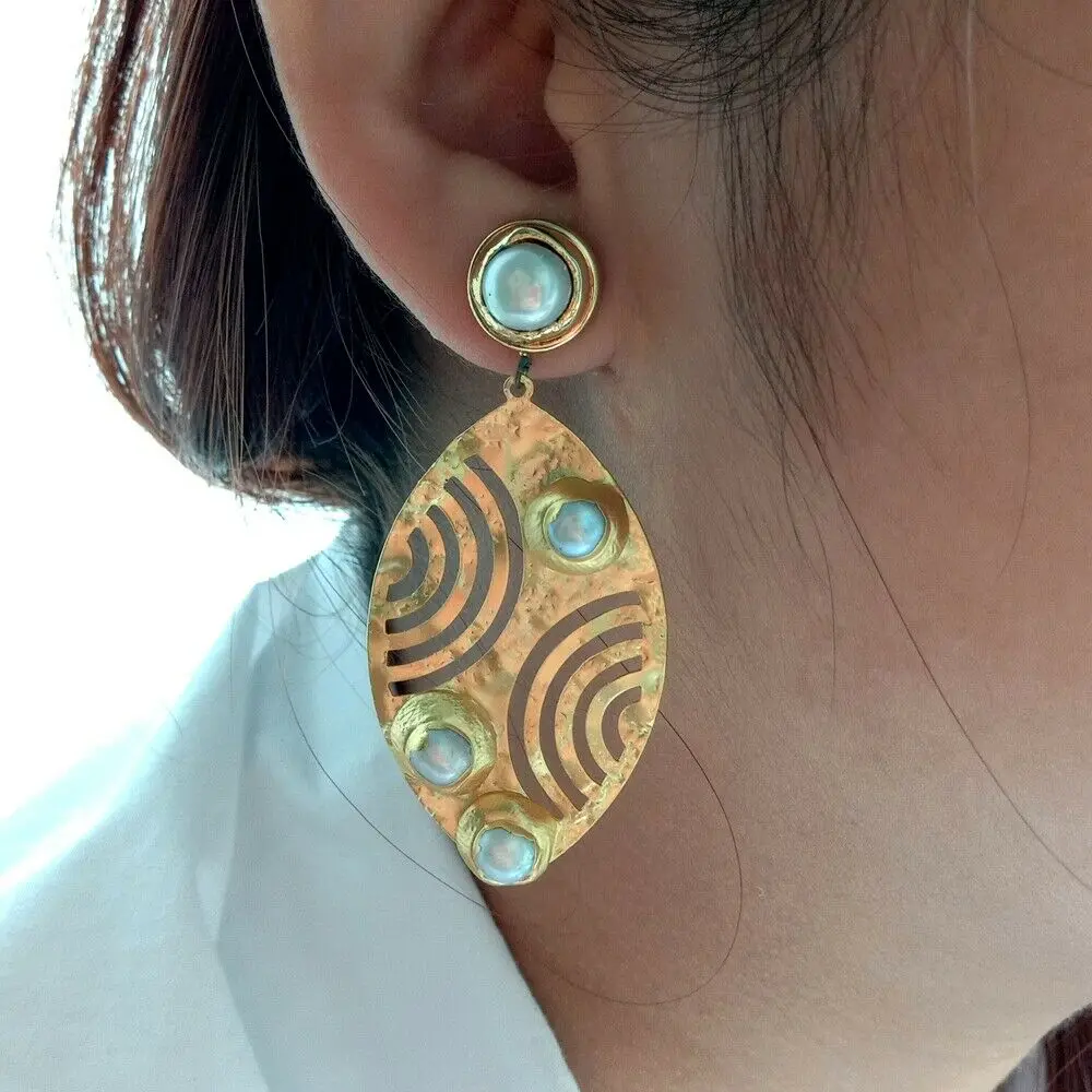 

White Pearl Golden Plated Earrings