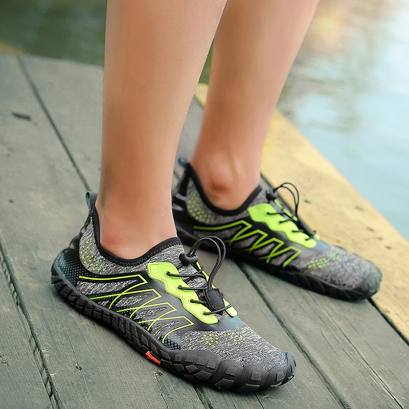 Мужская и женская обувь; пляжная летняя легкая Нескользящая спортивная обувь на плоской подошве; эластичная водонепроницаемая обувь