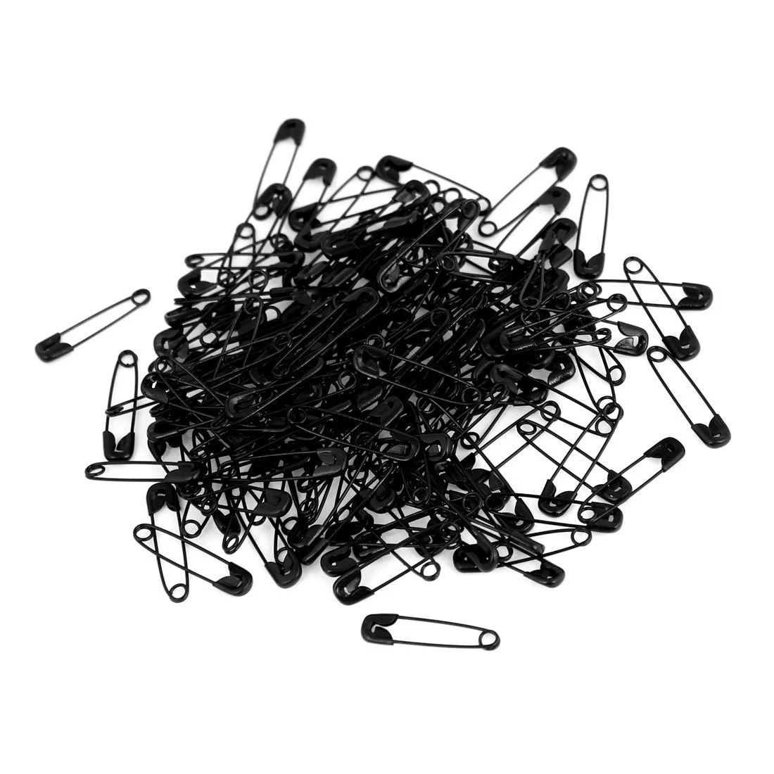 

Metal Fastening Tool Safety Pins 0.8 x 0.2 Inch 100 Pcs Black