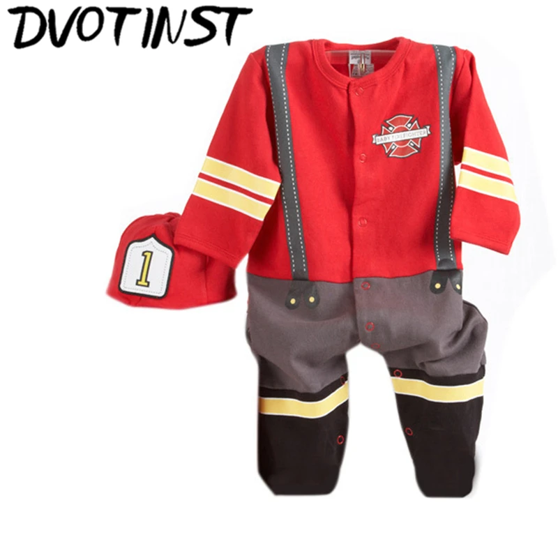 Одежда для маленьких мальчиков, бейсбольный костюм с длинными рукавами для пожарного, армейский доктор, Детский костюм-комбинезон+ шапочка, Детский комбинезон для малышей, костюм