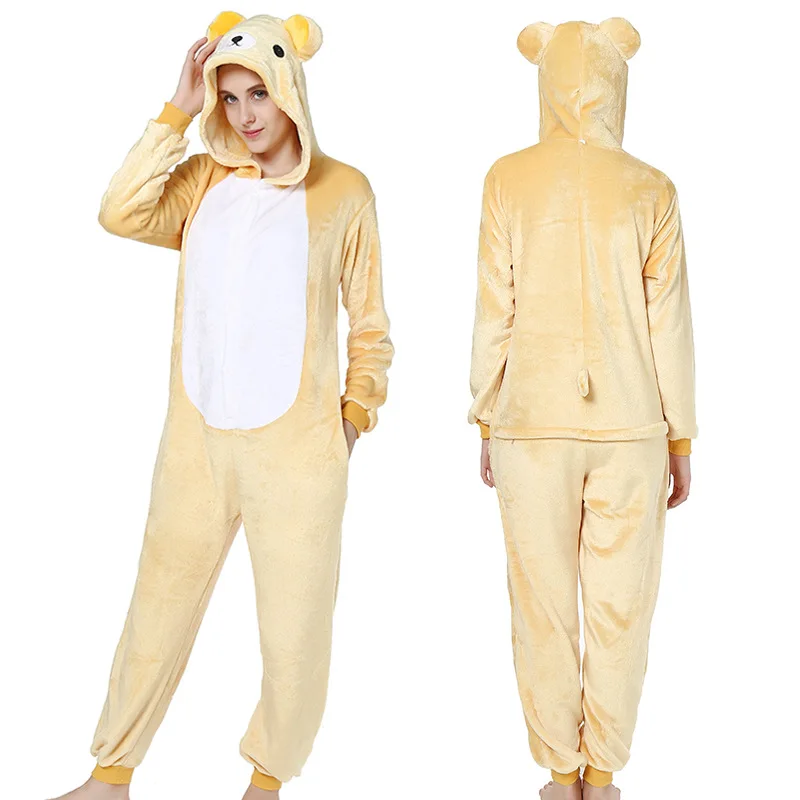 

Женские пижамные комплекты Kigurumi Rilakkuma, зимние фланелевые пижамы в виде животных, женские комбинезоны для косплея с мультяшным рисунком, одежда для сна