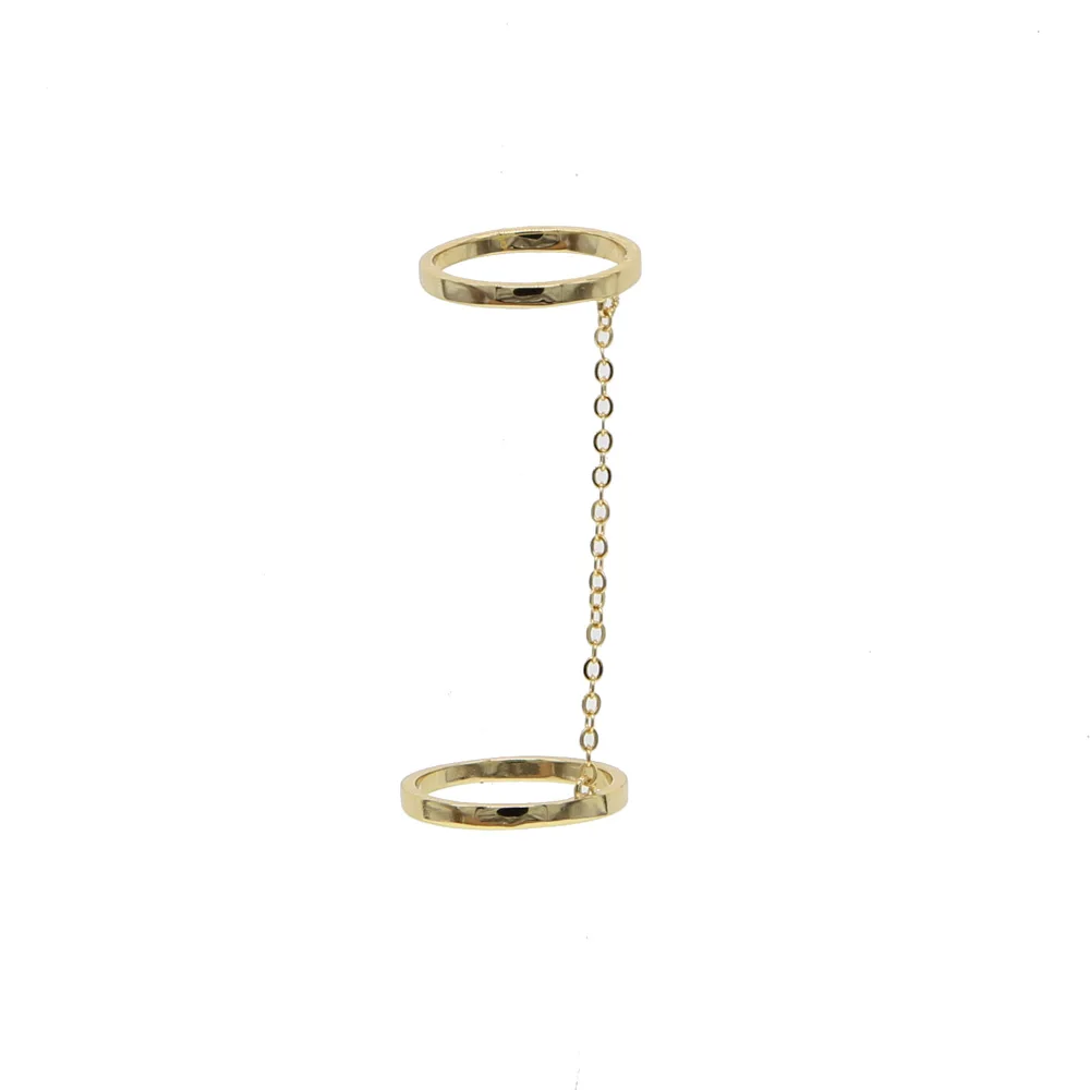 Модные украшения Винтаж Золото Цвет звено цепи Два кольца для женщин двойное кольцо обручальное любовь Anillos