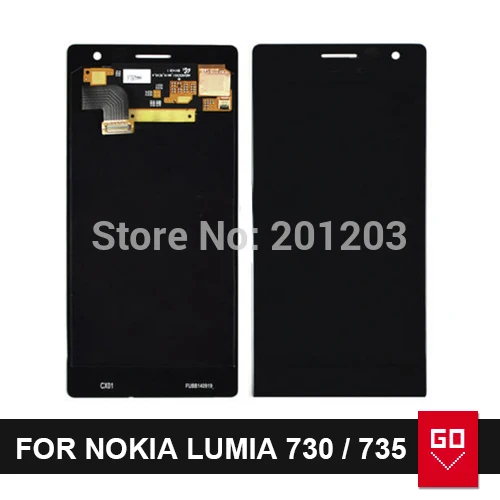 

100% New Full LCD Screen For Nokia lumia 730 735 lcd display With Digitizer Touch Screen Assembly Black color free shipping
