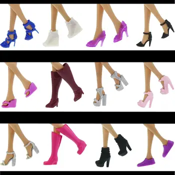 

Random 20 Pcs / Set Flat Sandals High Heels Shoes Mixed Style Colorful Platform Shoes Boots For Barbie Doll Accessories Kid