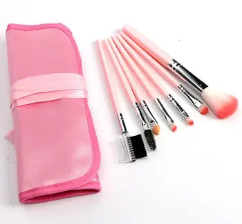 

Free Shipping 7pieces/set Makeup Tool Kit with Beautiful leather bag Eyebrow Eye shadow Eyeliner Blush Eyelash brush Wholesale