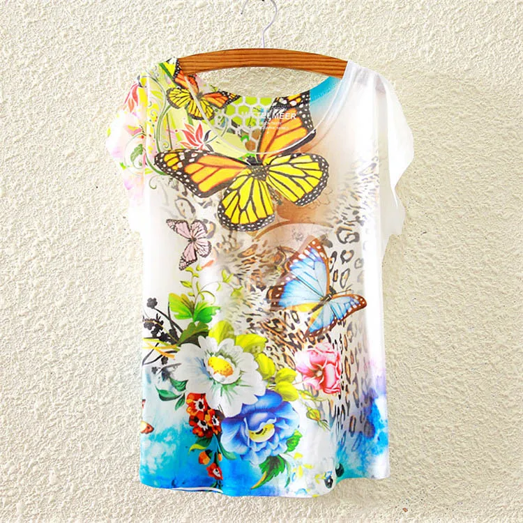 

Plus Size 25 Styles Floral Print Basic Plain T Shirt Female Casual Tops Short Sleeve Women T-shirt 802