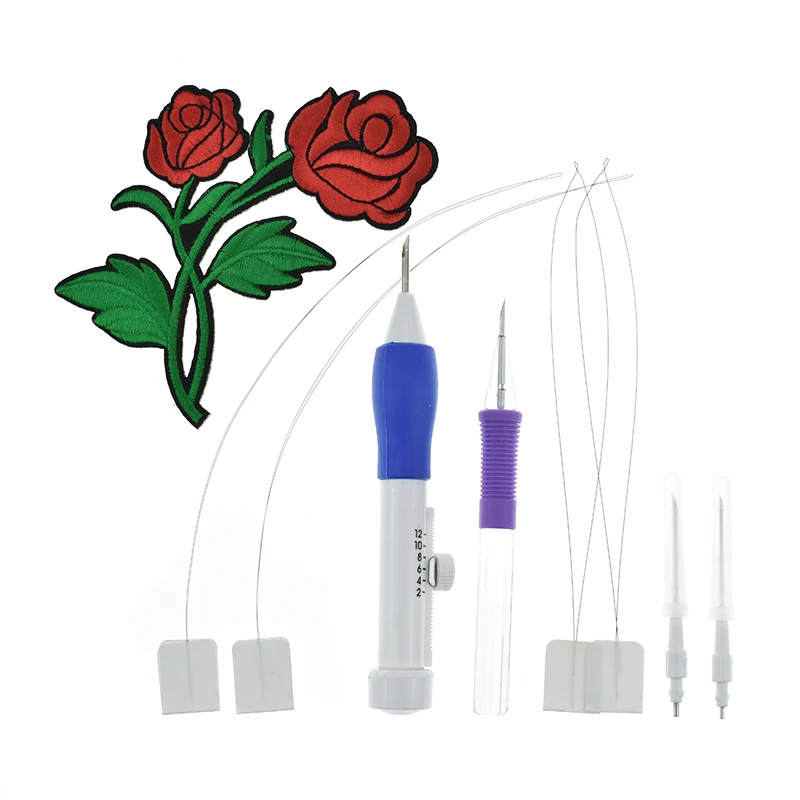 Punch Embroidery Needles Practical Women Embroidery Stitching Punch Pen Set Craft Tool With Patterns For Embroidery DIY Sewing  (2)