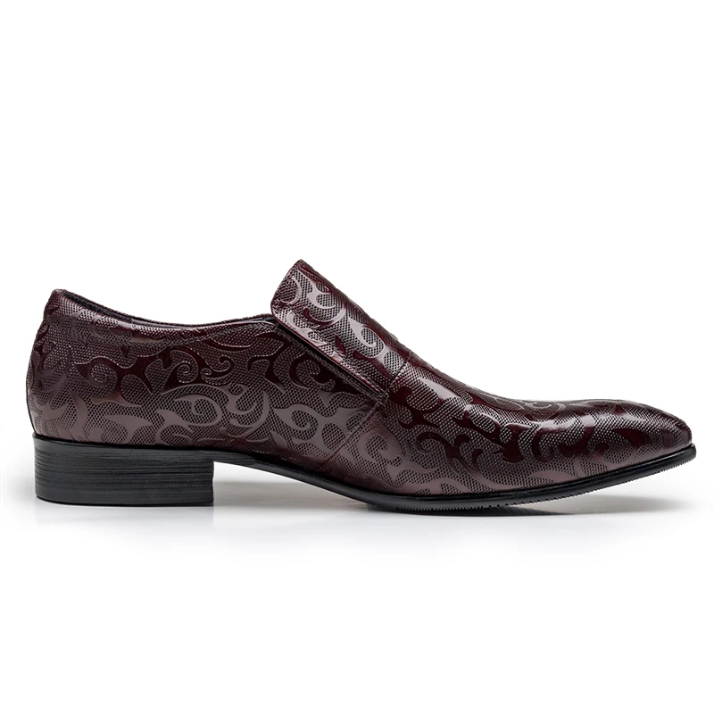 De 1 Hombres Zapatos Floral Vestido Nuevo Boda Genuino Negocios Resbalón Oficina Calzado 2 Impreso Formal Cuero Del Partido Hebilla En Mocasines HqtxwzEw