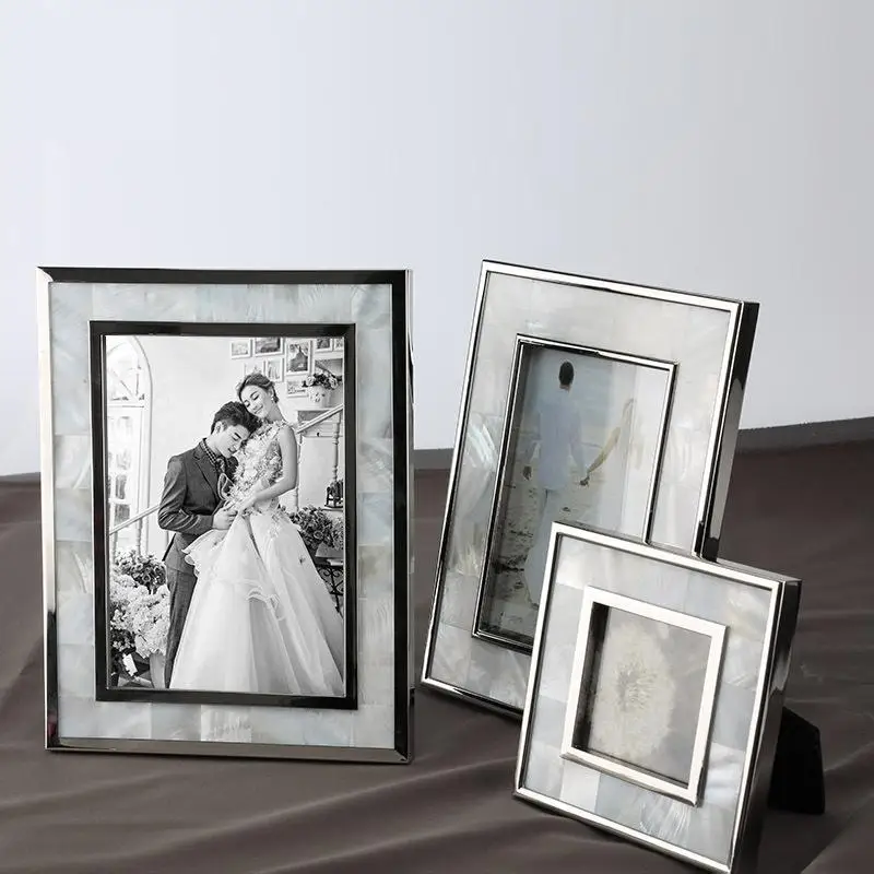 Wholesale 5 pieces Handmade White Shell Metal Photo Framein Frame from