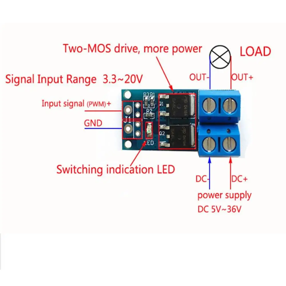 15A 400 Вт MOSFET триггер переключениt приводной модуль DC 5 V-36 V PWM регулятором панель управления плата управления двигателем