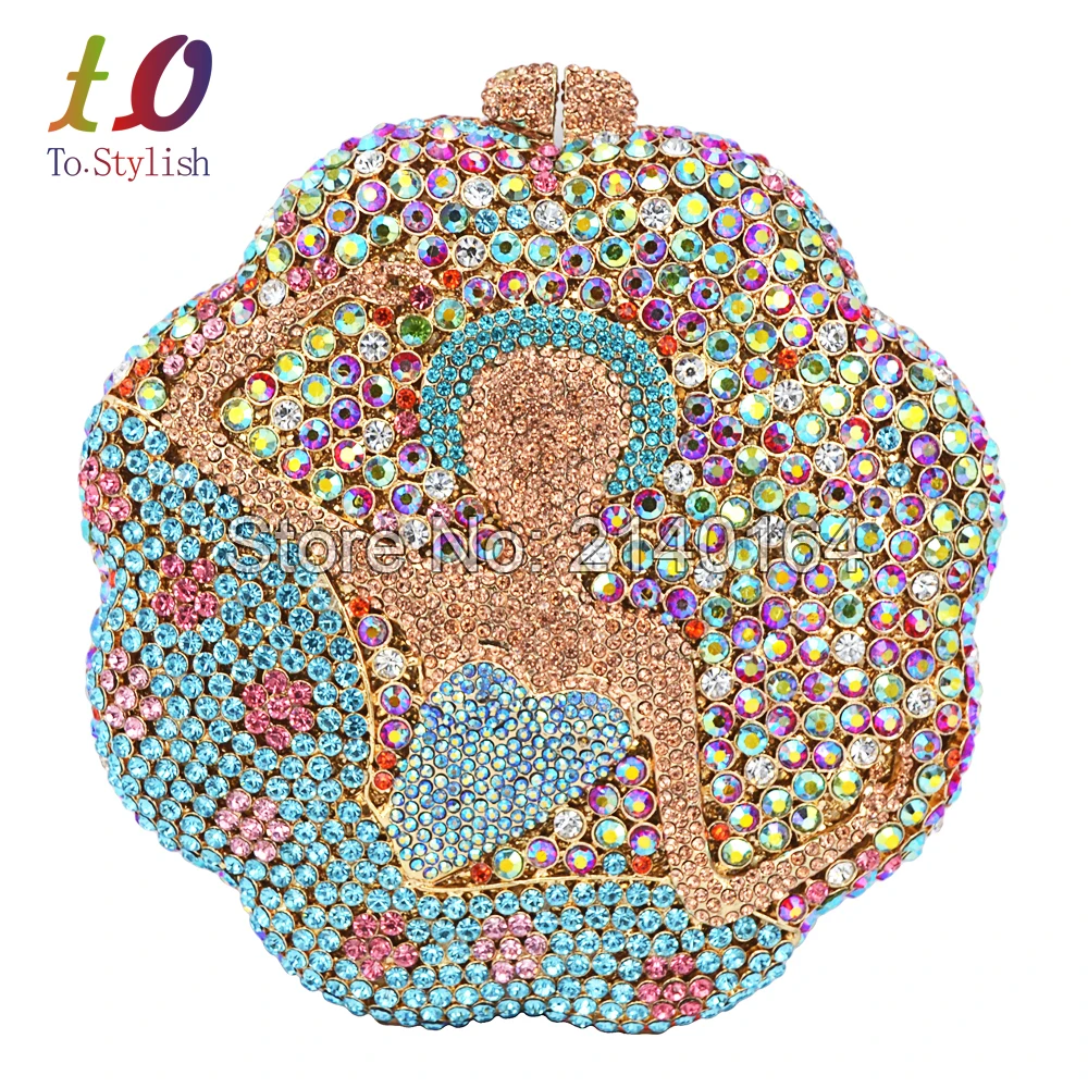 Formal Luxury crystal bags Woman Wedding bags purse pochette New Girl Bright Flower diamond Party Clutch Handbags 88297