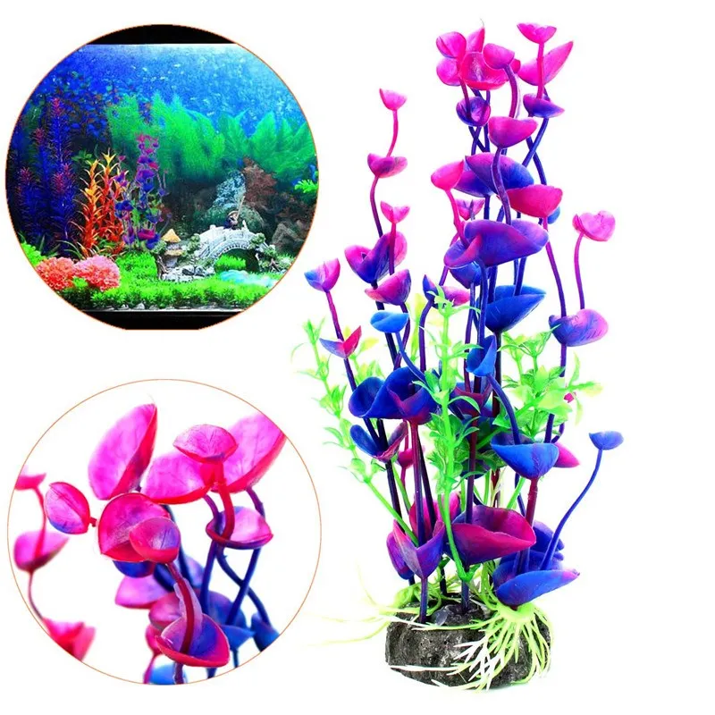 21cm Simulation Artificial Plants Aquarium Decoration Purple Blue Artificial Water Grass Plastic
