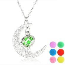 Can open fragrance perfume essential oil diffusion sponge ball hollow moon pendant accessories jewelry