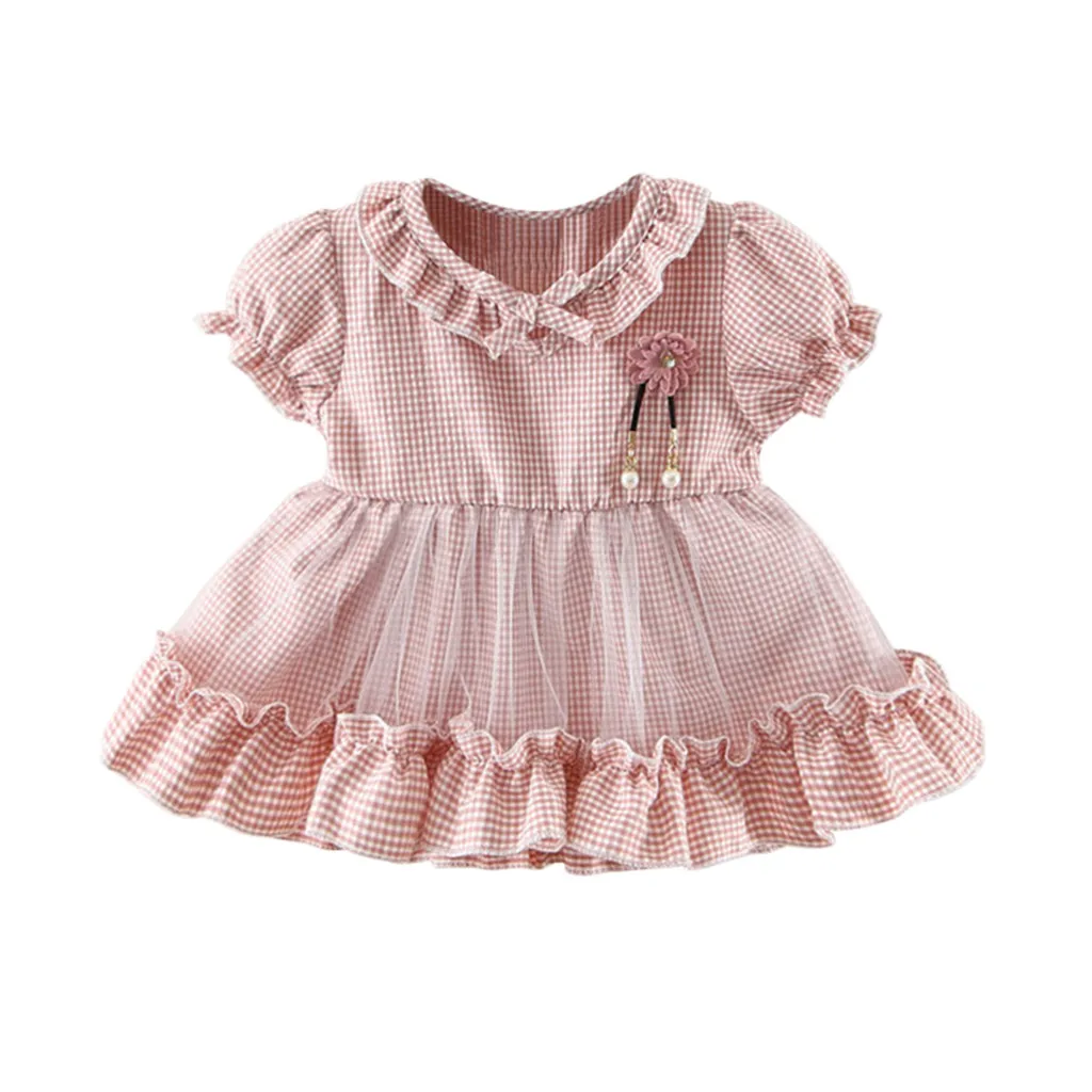 

Toddler Baby Girls Ruched Ruffles Infant New Born Baby Clothes Romper Patchwork Tulle Party Princess Dresses ropa de bebe