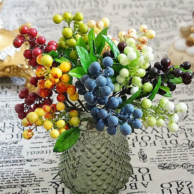 

Fake Foam Bacca Bunch (2 stems/piece) Artificial Berry Tree Stem 7 Color Available for DIY Bridal Bouquet Wedding Showcase Decor