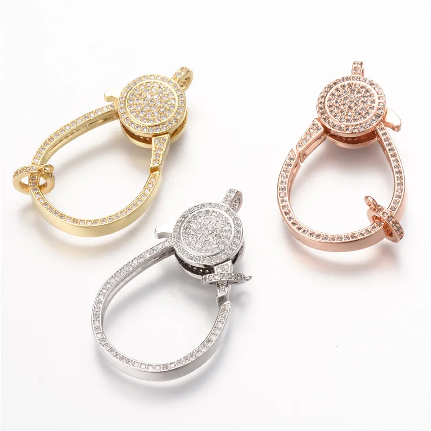 

Micro Pave Zircon Metal Necklace Pearl Clasp Bracelet Bottle Connector CZ Lobster Clasp for DIY Jewelry Findings