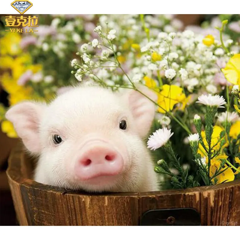 

YIKELA 5D DIY Diamond Painting Landscape Full Square small pig Picture Of Rhinestone Diamond Embroidery Home Decor