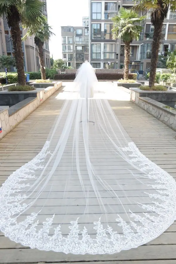 Shamai White Ivory Sequins Lace 3 4 Metres Wedding Veils Cathedral Shamai White Ivory Sequins Lace 3 4 Metres Wedding Veils Cathedral Length Long Bridal Veil In From Weddings Events On