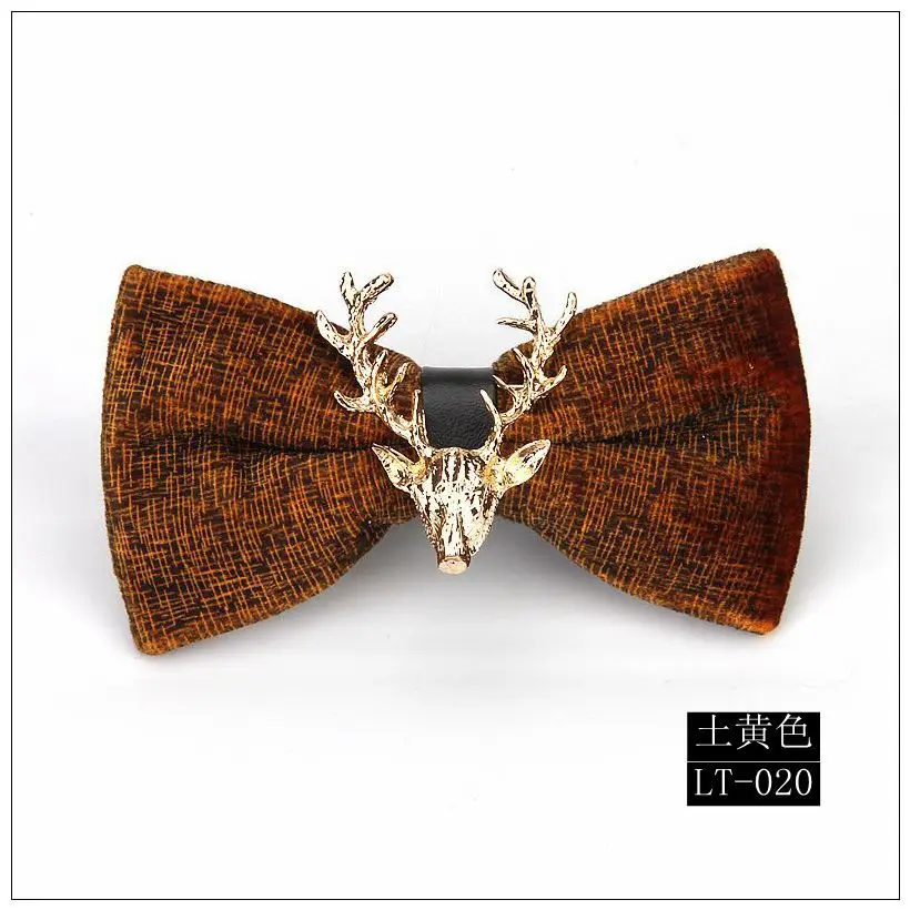 Свадебные праздничные подарки Золотой Рождественский голова оленя бархатный предварительно завязанный Галстук-бабочка шампанского галстук-бабочка - Цвет: LT-020