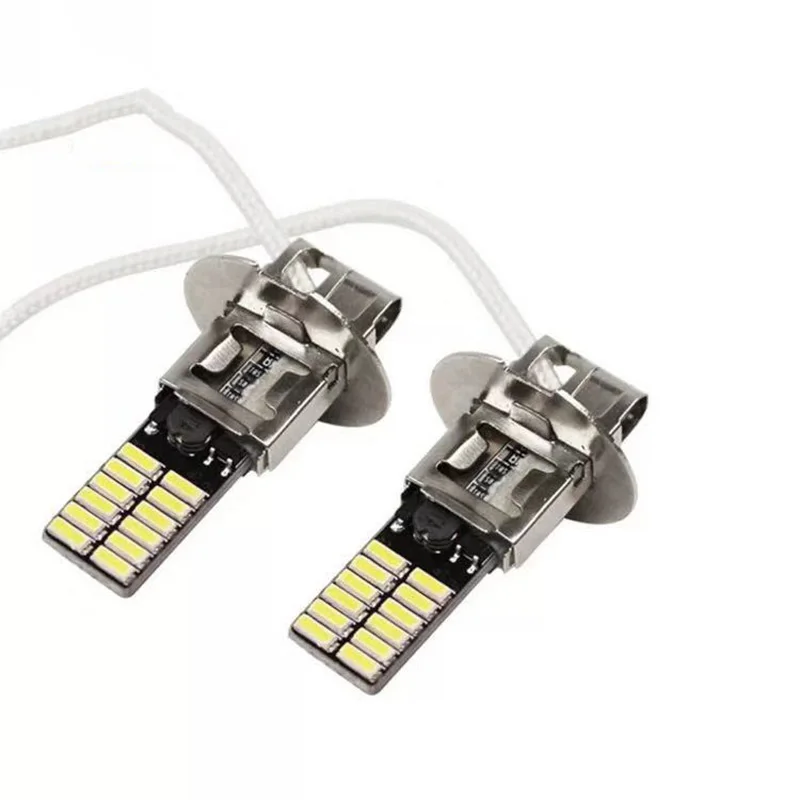 CARBINS 2 шт. 24 светодиодный 4014 SMD H1 H3 Автомобильный светодиодный сменные светодиодные лампы для авто противотуманные лампы для дневных ходовых огней светильник белого цвета для DC 12V