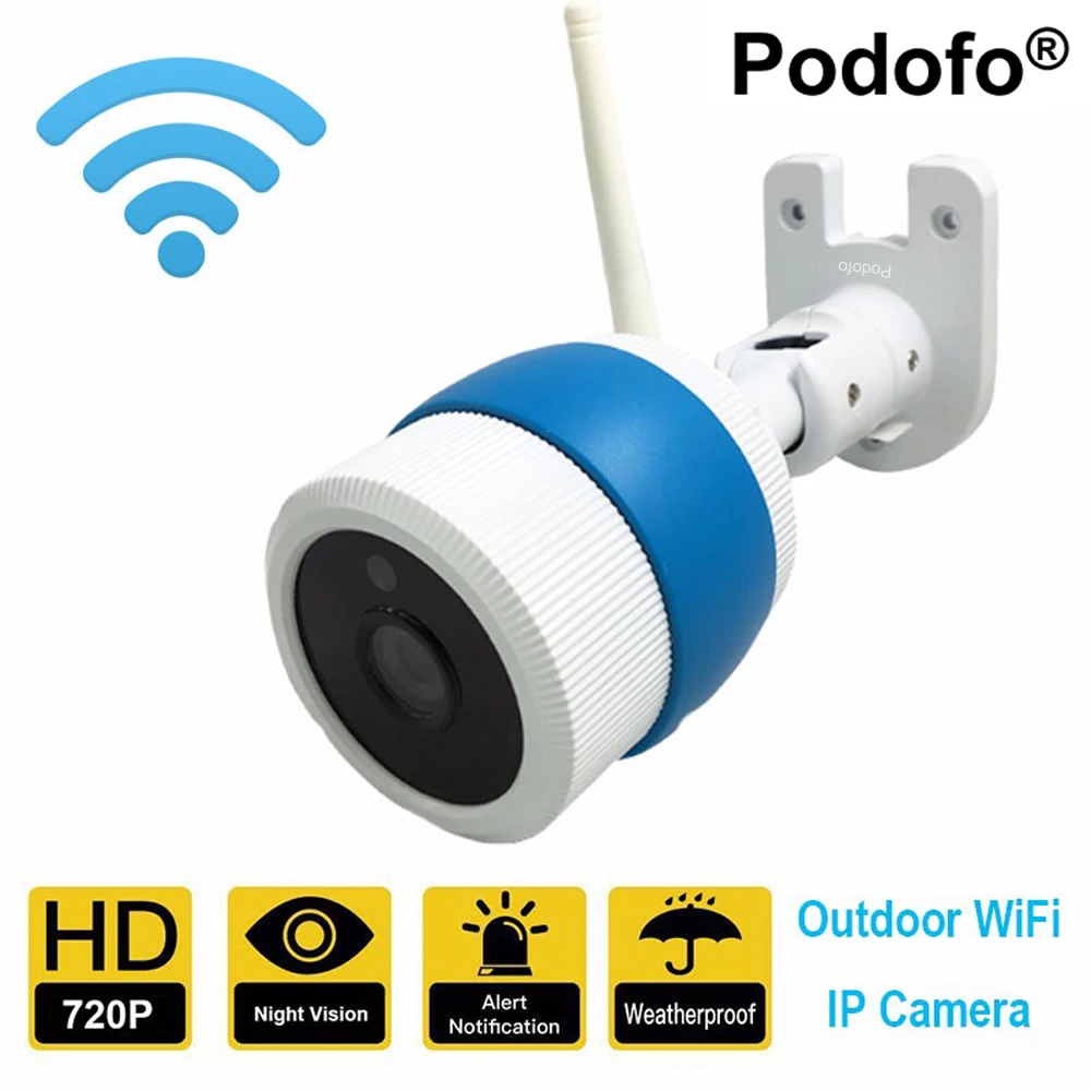 

Podofo Wireless WIFI HD 720P Bullet IP Camera ONVIF Outdoor Home Security Cam Support SD Waterproof IR Cut Night Vision