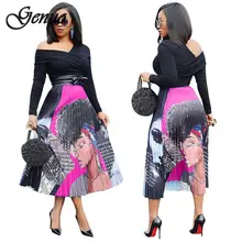 Новые женские винтажные сексуальные юбки до середины голени с принтом из мультфильмов, с высокой талией, плиссированные юбки, повседневная юбка, 3 цвета