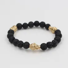 Faitheasy натуральная Лава вулкан человеческий скелет бусины в виде голов энергии браслеты с орнаментами