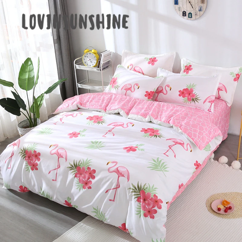 

LOVINSUNSHINE Comforter Bedding Sets Kids Duvet Cover Set Flamingo Print King Size Bedding Set AB#22