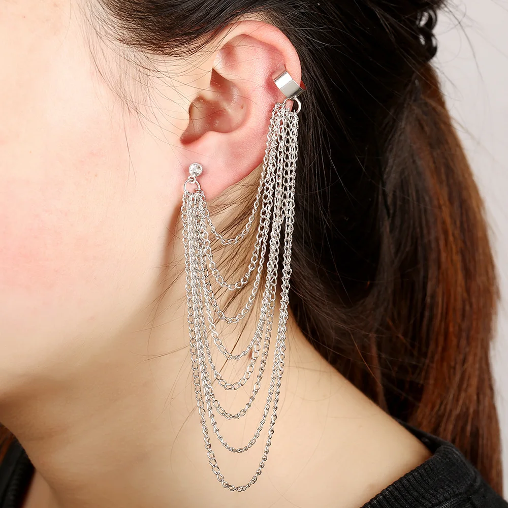 Vc Lady Tel Earrings Ear Cuff Clip On One Piece Vc Lady Tel Earrings Ear Cuff Clip On One Piece Exaggerated Earring Cuffs For Women And Men Punk Gothic Jewelry 2d7 In From
