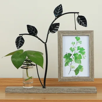 

Cute Family Picture Frame 6 Inch Wooden Desk Photo Frames with Metal Tree Vase Wedding Gifts FP8