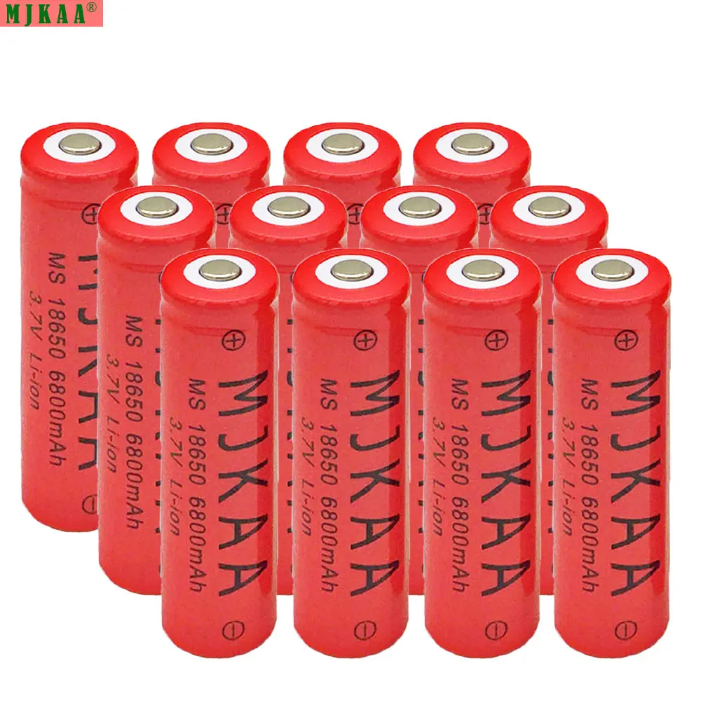 

MJKAA 12pcs/lot 18650 battery 3.7v 6800mAh Li-ion Rechargeable Battery for Flashlight camping hiking 3.7v Li-ion 18650 batteria
