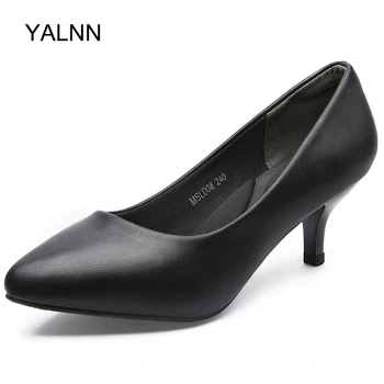 

YALNN Concise Heels High Black Concise Woman Spring Pumps Women Dress Girls Shoes Party Pointed Toe Slip-on Office Career Pumps