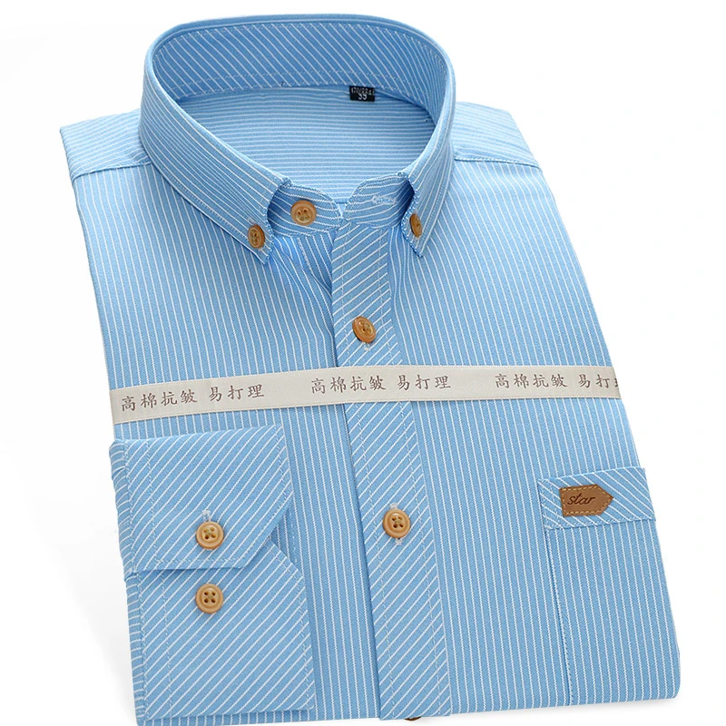 Buy Men's Long Sleeve Striped Oxford Dress Shirt with