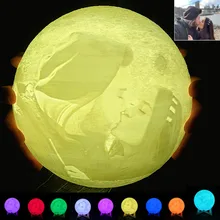 Прямая поставка личностная индивидуальная 3D печать Луны светильник зарядка через usb фото на заказ задний фон луна ночь лампы 2/16 видов цветов сенсорный переключатель