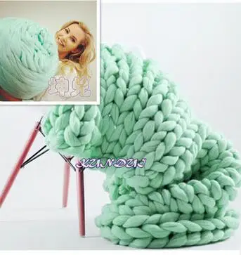 Мериносовая шерсть массивное вязаное шерстяное одеяло, рука вязаное одеяло, Шерсть бросок, бросок шерстяное одеяло 100 см* 120 см - Цвет: Светло-зеленый