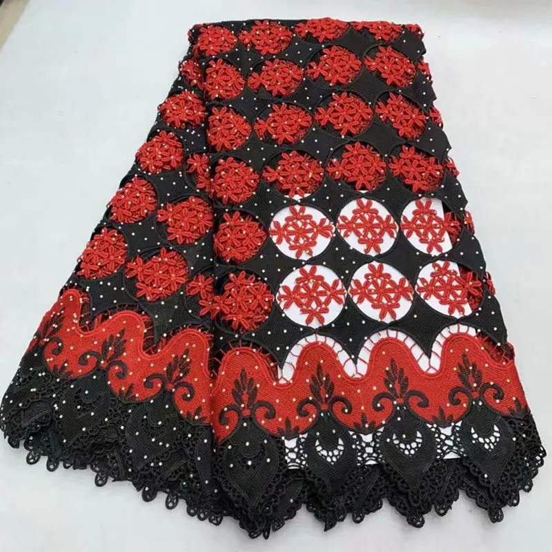black red color guipure cord lace fabrics 2019 new design laces fabric with rhinestones water soluble fabric 5yards/lot black red color guipure cord lace fabrics 2019 new design laces fabric with rhinestones water soluble fabric 5yards/lot
