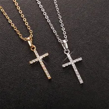 Mode Weibliche Kreuz Anhänger dropshipping Gold Schwarz Farbe Edelstahl Jesus Kreuz Anhänger Halskette Schmuck Für Männer/Frauen