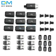 10 sztuk DIY Micro USB męskie złącza wtykowe zestaw w/obejmuje czarny Diy elektroniczny