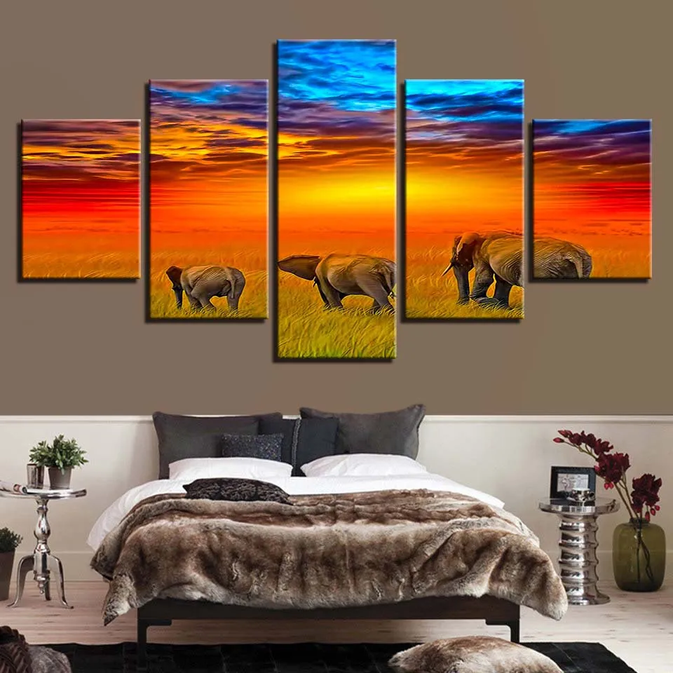 

Animal Print Elephant Dog Bear Lion Canvas Paintings Poster Wall Print Canvas 5 Panel Home Decorations Living Room Abstract 306