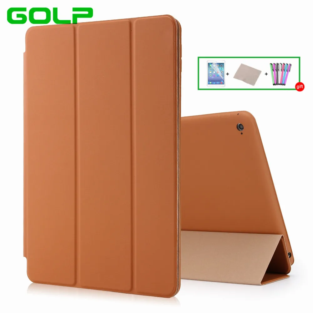 Чехол для ipad air 2, чехол GOLP из искусственной кожи для ipad air 2, чехол Smart cover для ipad 6, чехол-книжка и задняя крышка для apple ipad air2 - Цвет: orange