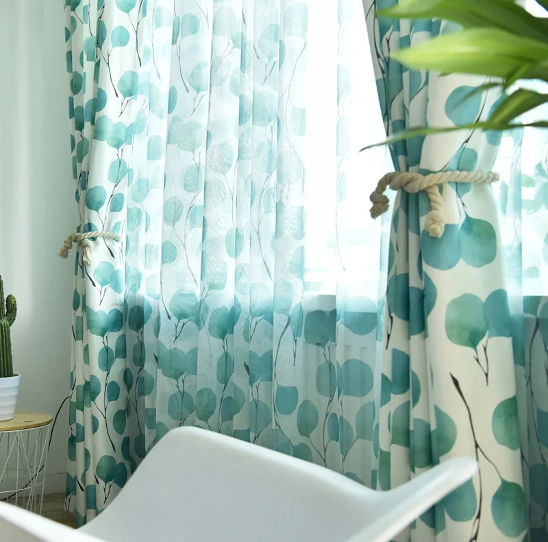 Зеленые листья гинкго деревенский стиль тюль ткань шторы для спальни Кабинета гостиной занавески на окна с принтом P352D3