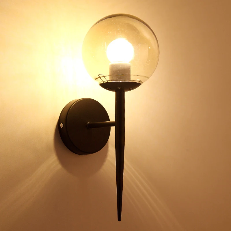 

Vintage Iron American Wall Lamp Glass lampshade E27 Loft Study Foyer Dining Room Retro Bedside Wall Lights Black Gold 110V-240V