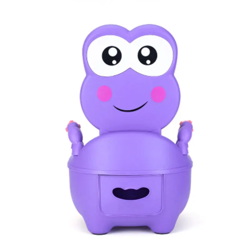 Детский горшок в виде лягушки, Детский горшок, детский унитаз, детский унитаз, тренажер для унитаза, портативный писсуар с спинкой - Цвет: Фиолетовый