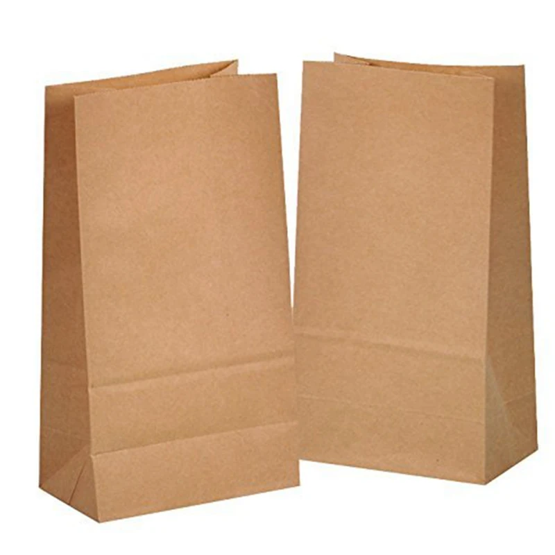 50pcs/Set Brown Kraft Paper Gift Bags Wedding Candy Packaging Recyclable Jewelry Food Bread
