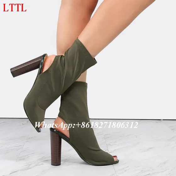 army green block heels
