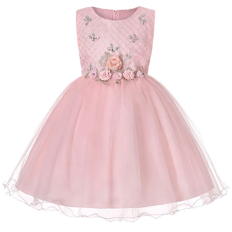 

Girls Dress Flower Lace Embroidery Kids Dresses Girl Princess Summer Ball party Dress children clothing
