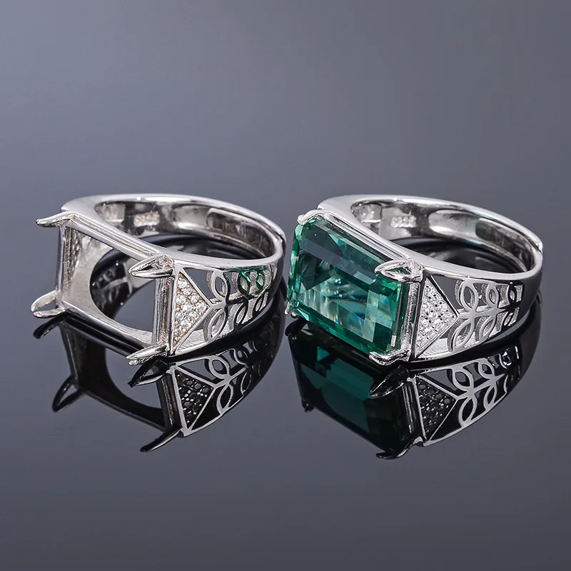 MeiBaPJ 10*14 настоящий натуральный зеленый кристалл драгоценный камень мужское кольцо или пустое кольцо поддержка Настоящее 925 пробы Серебряное хорошее свадебное ювелирное изделие