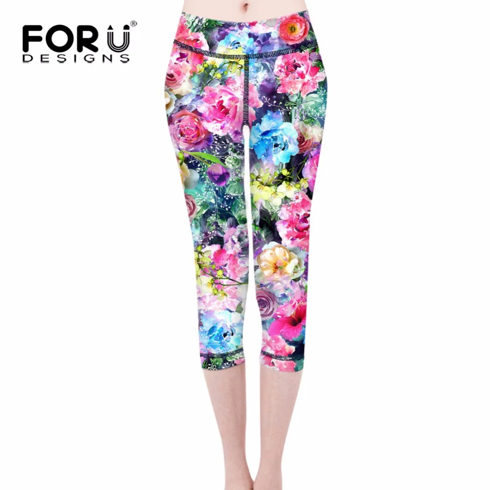FORUDESIGNS Novelty 3D Beauty Flowers Print Pants Women Trousers Female