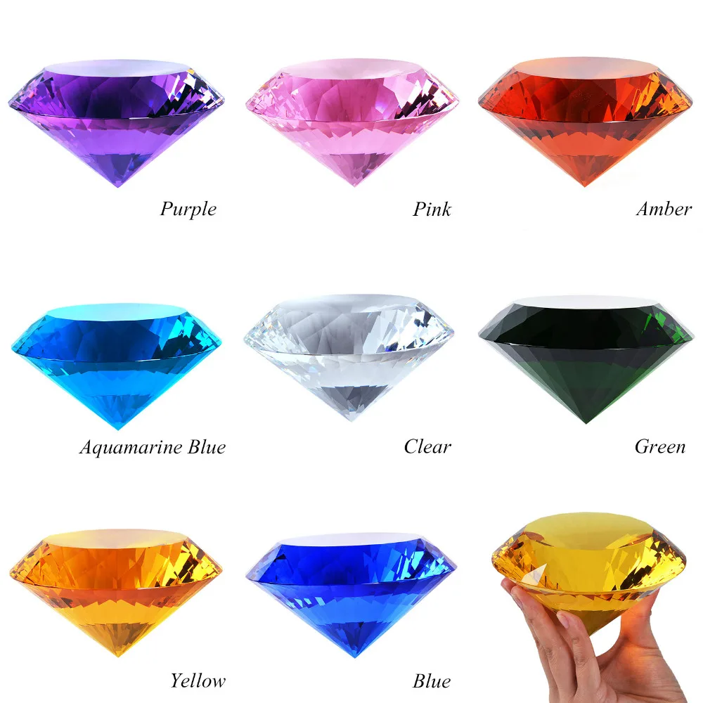 

LS 120mm Big Crystal Diamond Prisms Paperweight Wedding Centerpieces Unique Gift