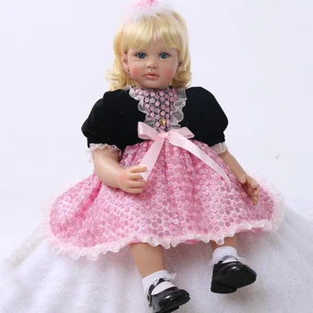 

60cm Silicone Baby Dolls With Curved Hair 2017 Newest High-Grade Lifelike Fashionable Princess Holiday Gift For Kids Reborn Doll